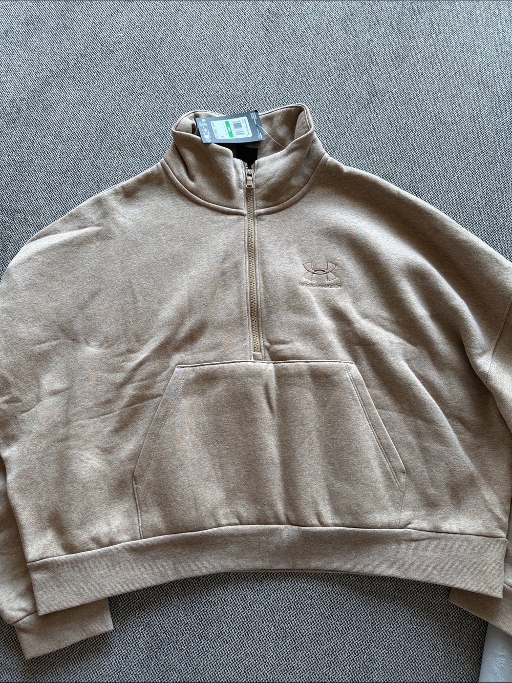 NWT Under Armour Women's Beige-Cream Half-Zip Fleece Pullover
